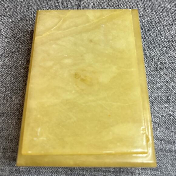 Vintage Genuine Himark Yellow ALABASTER TRINKET BOX Made In Italy roses - Picture 5 of 9